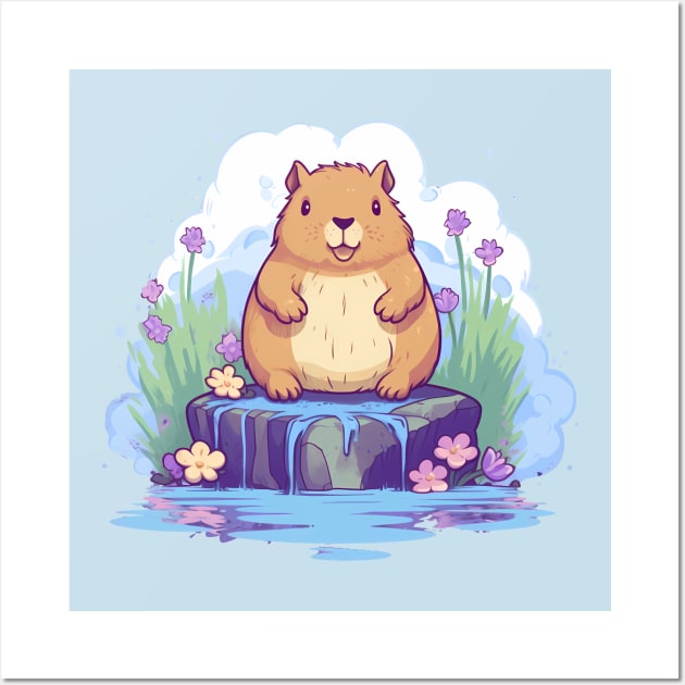 Good Day for a Capybara Swim Wall Art by Brilliant Tee Shop